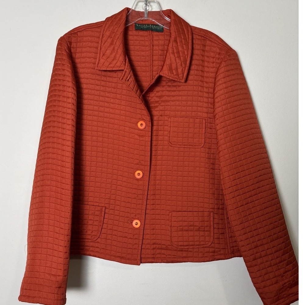 Harve Benard Womens Quilted Jacket L Lightweight Collared Travel Business Casual